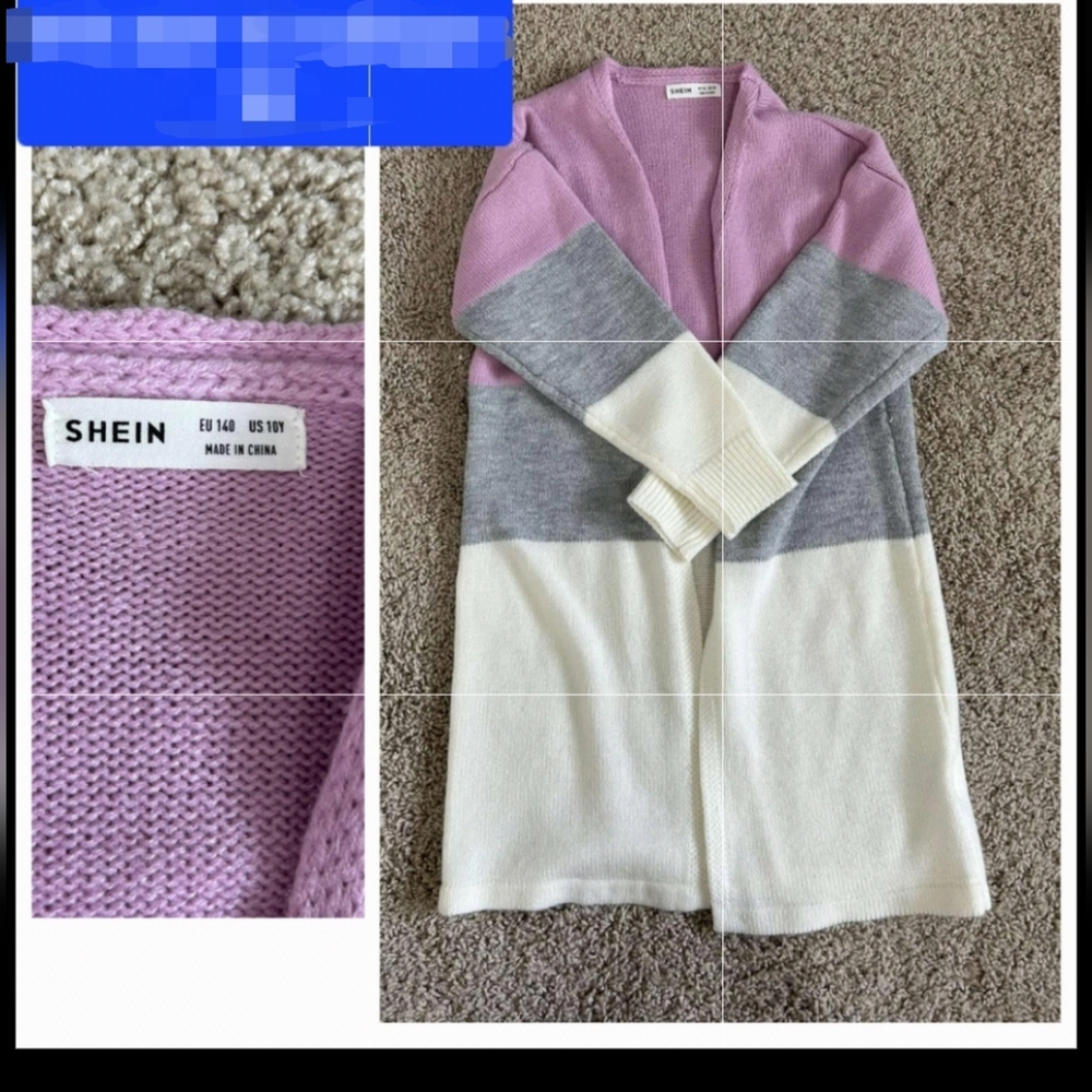 SHEIN Women's Color Block Sweater - Pink, Gray, and White
